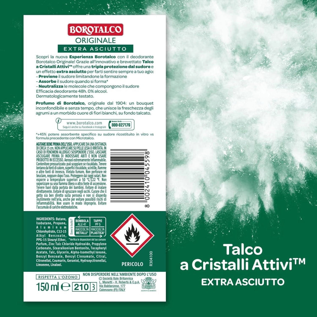 BOROTALCO SET 8 PZ DEO SPRAY 150 ML L'UNO NEW ORIGINAL + ASCIUTTO PROFUMO DI BOROTALCO