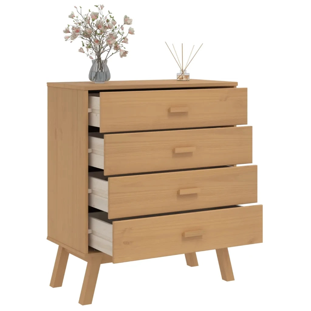 Cassettiera OLDEN Marrone in Legno Massello di Pino 358588