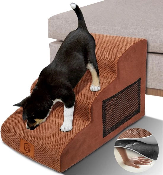 Trappola per cani, altezza 40 cm, trappola per cani impermeabile per divano, scala per gatti con 3 gradini antiscivolo, trappola per cani con inclinazione box spring, trappola per animali domestici con copertura in piuma lavabile e rimovibile.