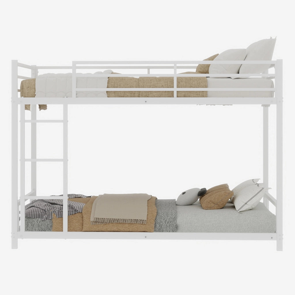 Letto a castello con funzione di due letti singoli ferro bianco 98x197 cm