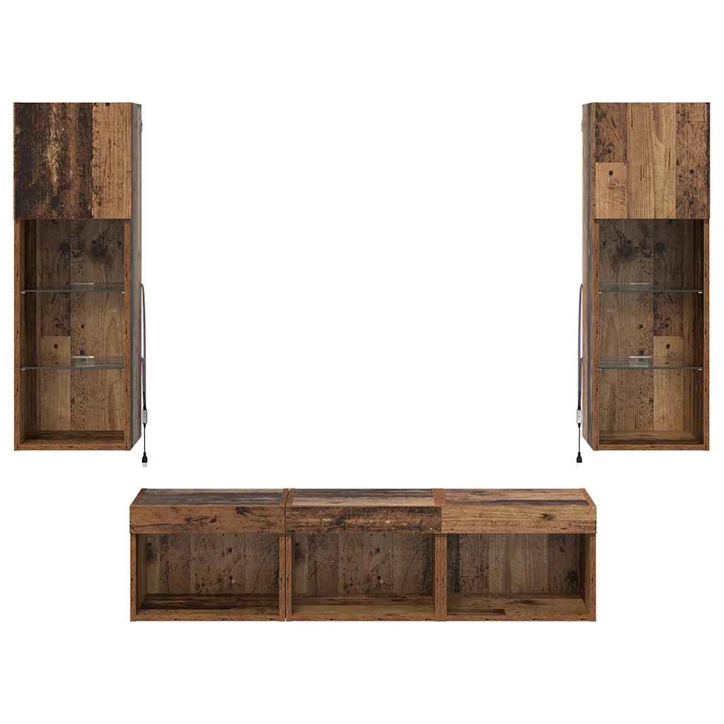 Mobile TV moderno rettangolare da parete 60 x 30 x 30 cm pratico con ripiani in vetro stile minimalista realizzato in legno di truciolato di rovere nero 02_0056085