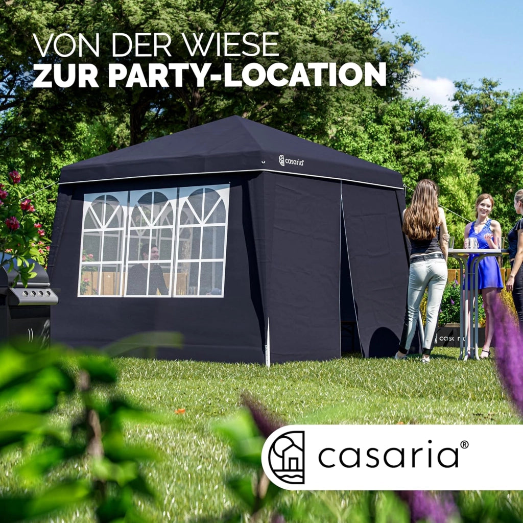 Gazebo pop-up, 3 x 3 m, con 4 parti laterali, colori assortiti, protezione UV 50+, con custodia, impermeabile, pieghevole, gazebo pieghevole, festival, capri, antracite