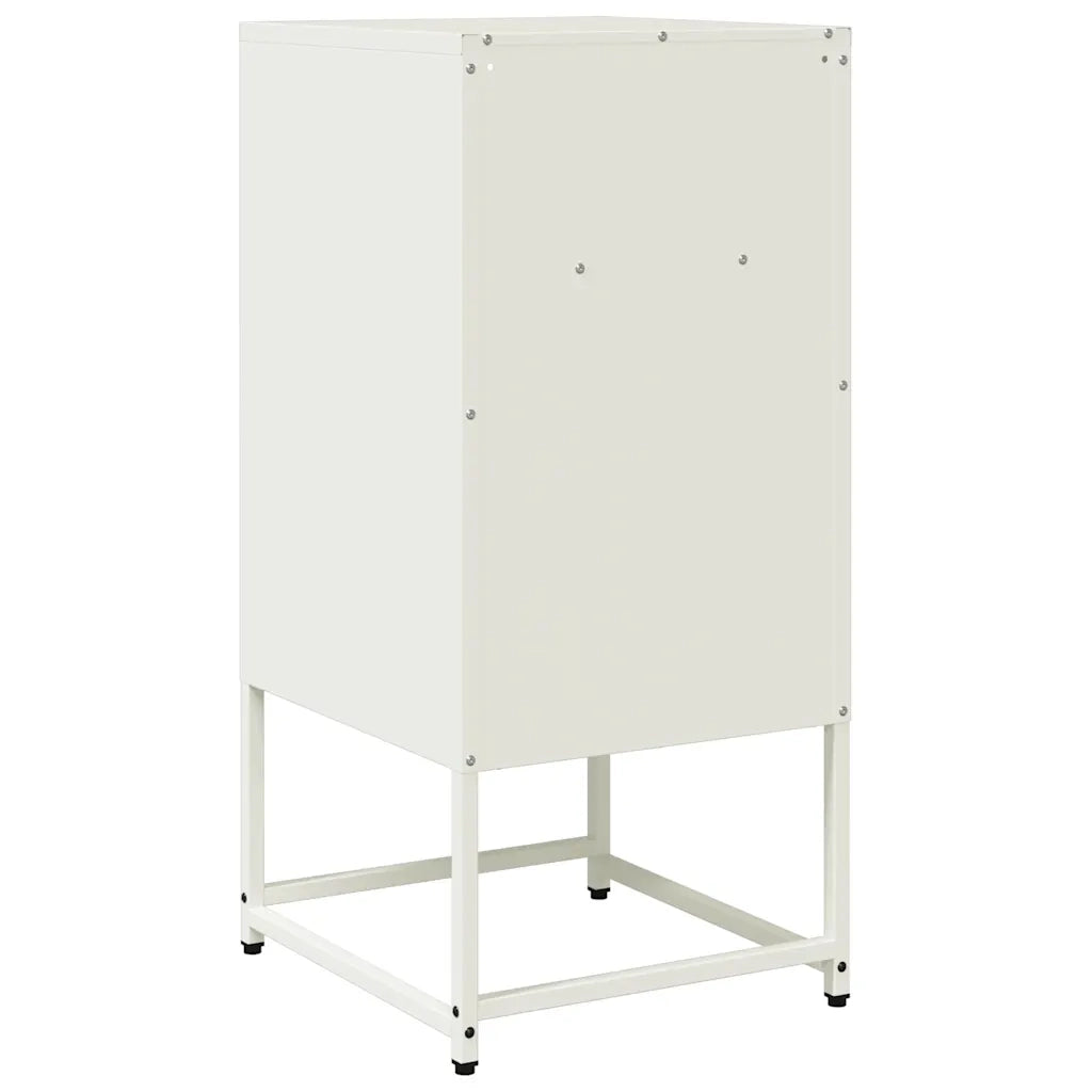 Comodino-Tavolino da notte Bianco 36x39x78 cm in Acciaio Laminato a Freddo