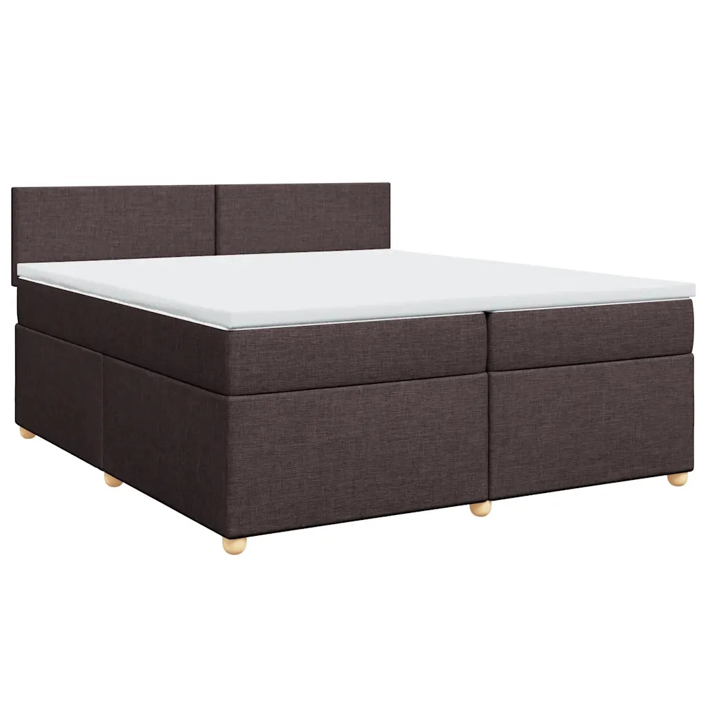 Giroletto a Molle con Materasso Marrone Scuro 200x200cm Tessuto