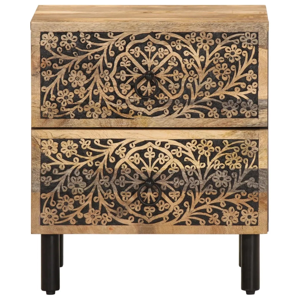 Comodino | Armadio da Notte | Mobiletto da notte 40x33x46 cm in Legno Massello di Mango