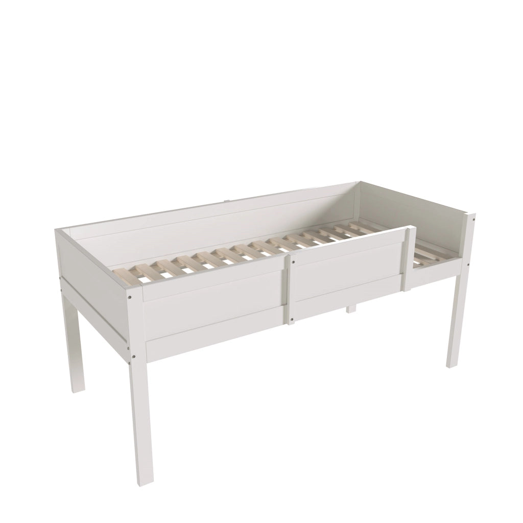 Letto a castello bianco in legno massello con funzione trasformabile 90x200 cm