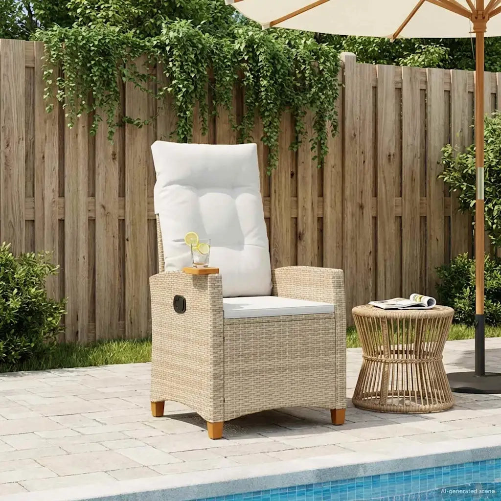 Poltrona reclinabile con tavolino 62 x 64 x 112 cm polyrattan