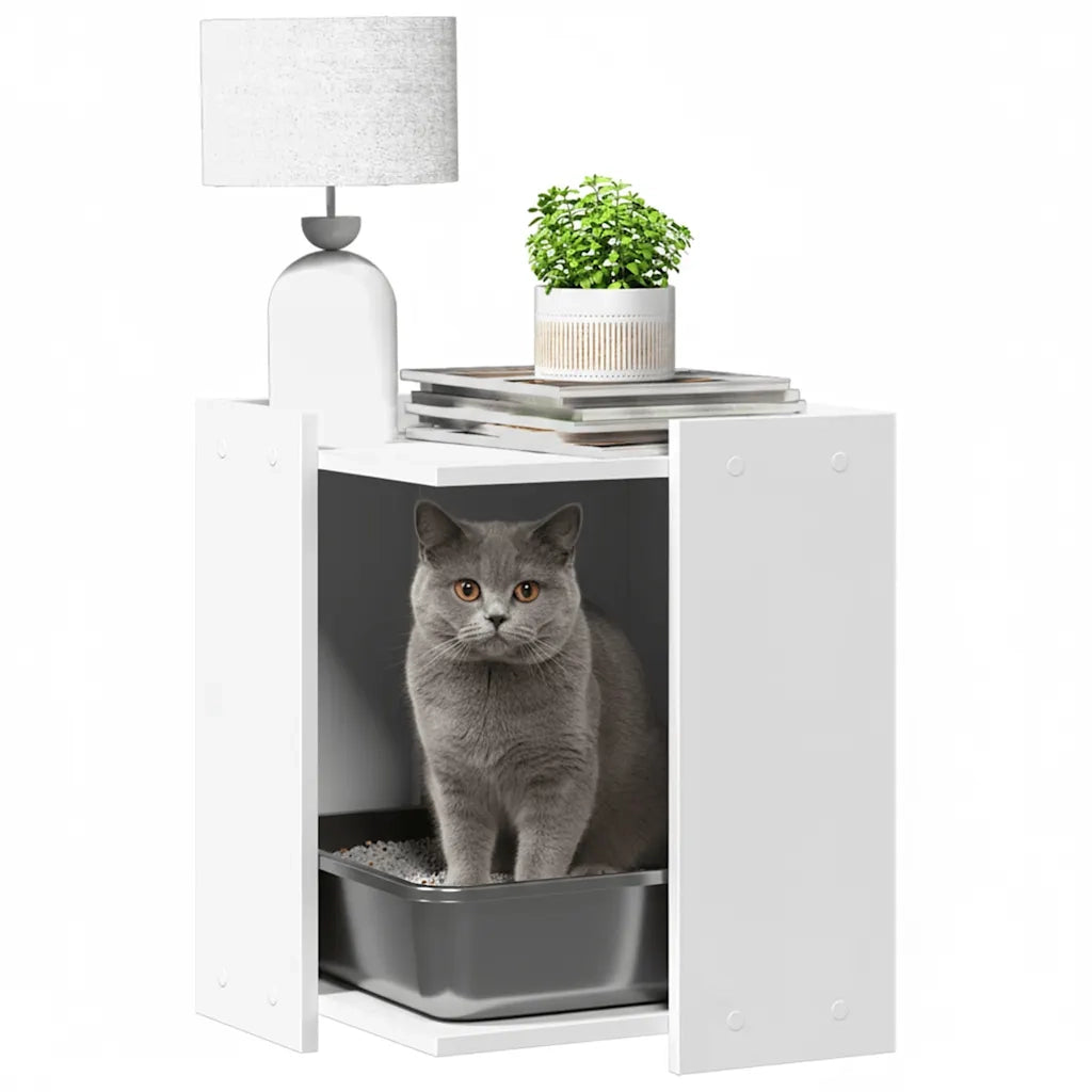 Recinto per Lettiera per Gatti Bianco 80x50x45 cm in Truciolato CFW7109498