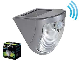 PROIETTORE SOLARE LED CON SENSORE  mm.110x156x160h.  90 lumen    DURACELL LIGHTING
