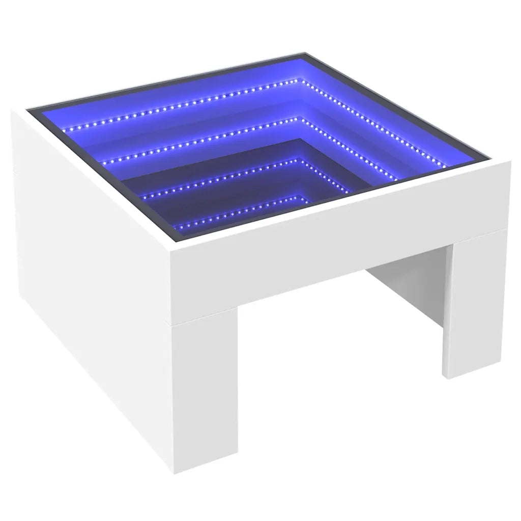 Tavolino da Salotto con LED Infinity Bianco 50x50x30 cm 847602