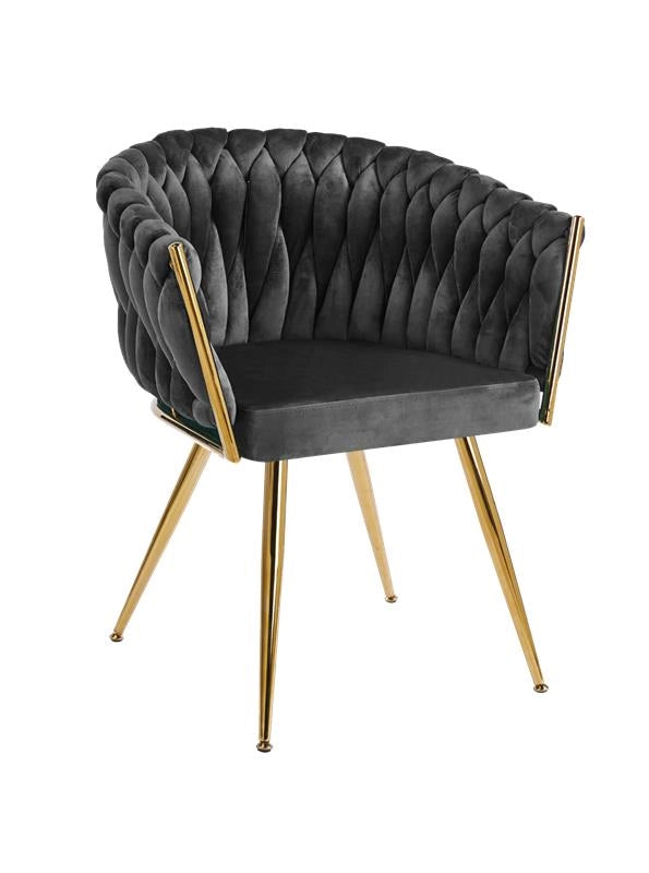 POLTRONA IN VELLUTO NERA CON STRUTTURA IN METALLO COLOR ORO DIMENSONI 44X65X79 CM
