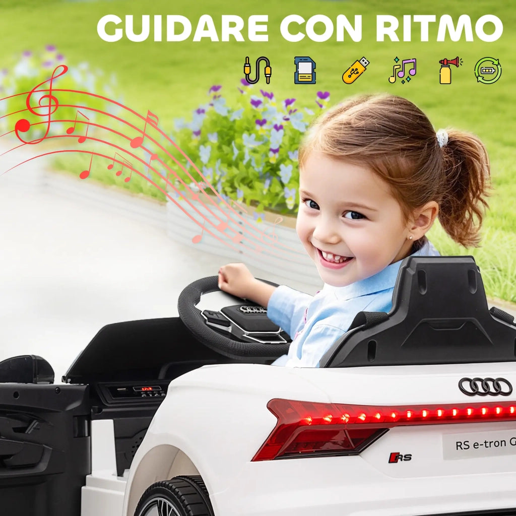 Macchina Elettrica per Bambini Licenza Audi RS con Telecomando Bianca e Nero