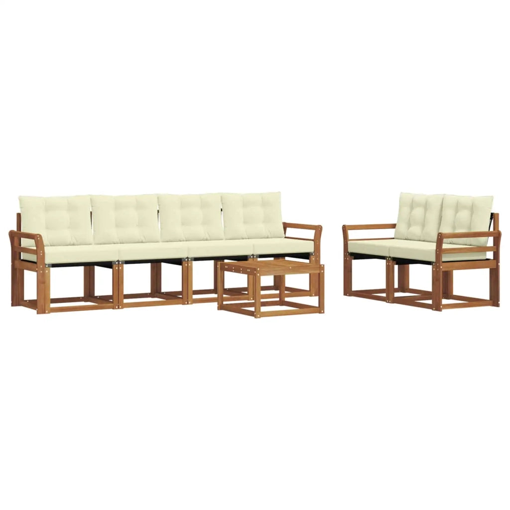 Set di divani da esterno con cuscino 7 pcs Naturale e Crema