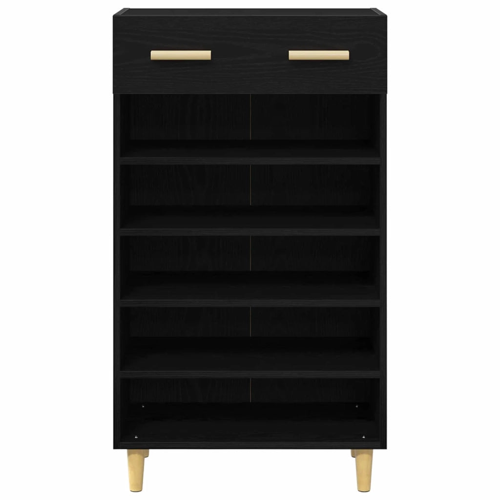 Mobile per scarpe con cassetto Rovere Nero 60 x 35 x 105 cm