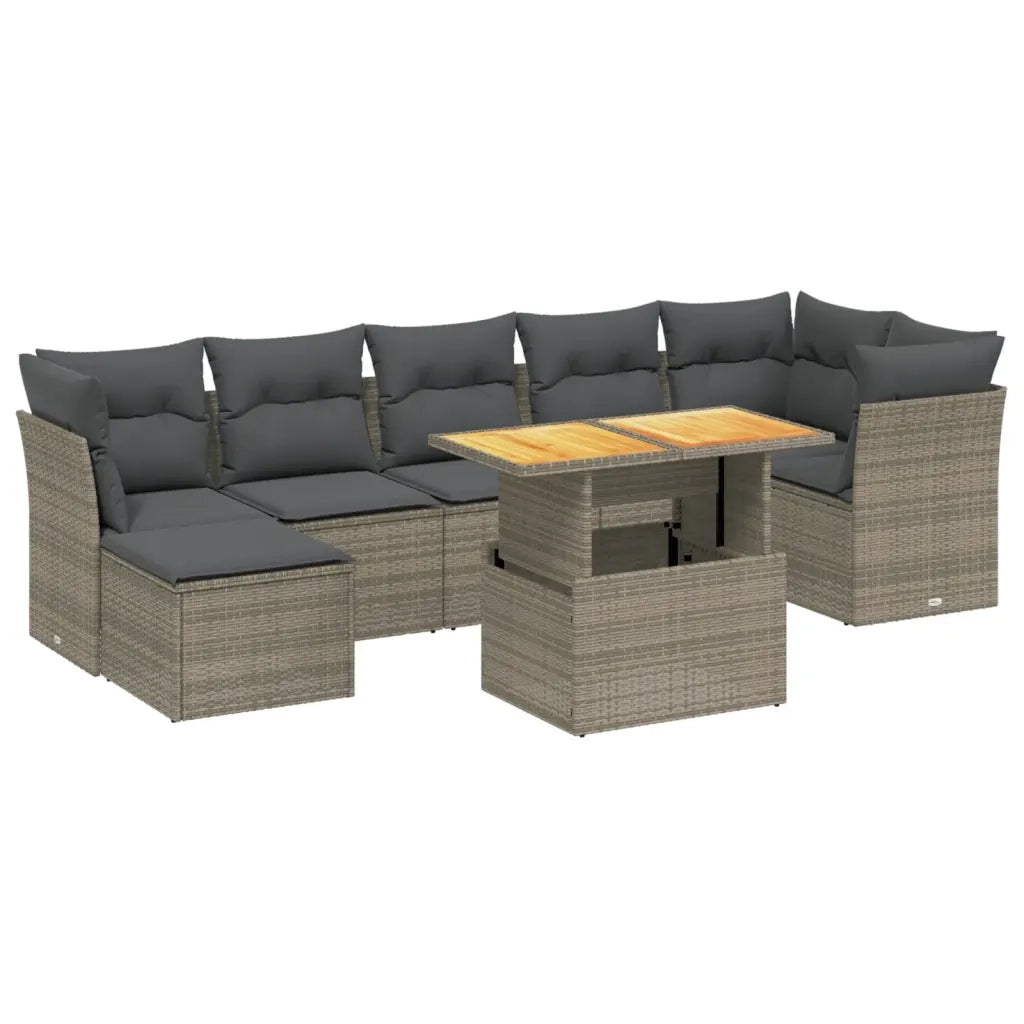 Set Divano da Giardino 8 pz con Cuscini Grigio in Polyrattan 3275489