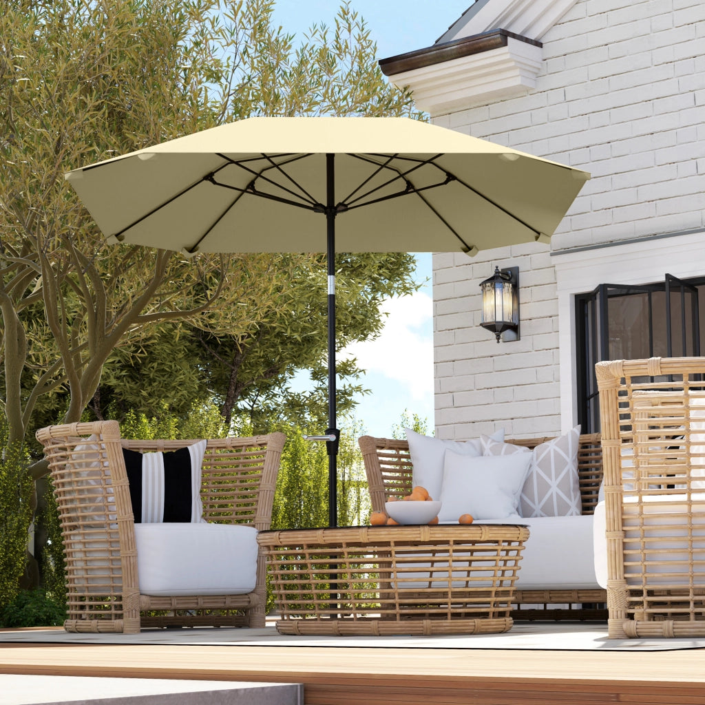 Ombrellone da Giardino ¨C zephmum ¨C Beige, Poliestere, Alluminio, Fibra di Vetro, Regolabile, 2.3 m
