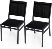 Sedia da Pranzo per Giardino, Sedia Pranzo in Tessuto Textilene, Sedia da Patio senza Braccioli con Schienale, Telaio in Alluminio Resistente, Portata 150 kg (2)