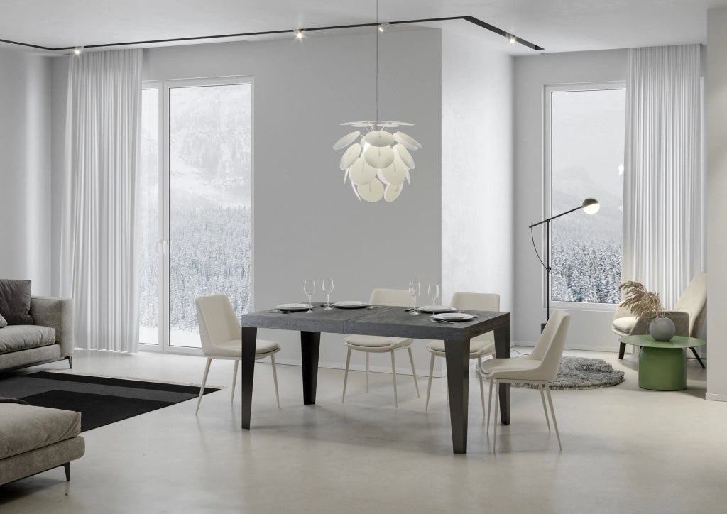 Tavolo allungabile 80x160/244 cm Flaris cemento telaio Antracite