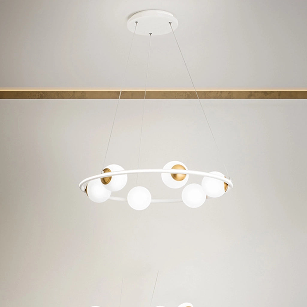 Sospensione Moderna Ball Metallo Bianco Vetro Led 80W 3000K