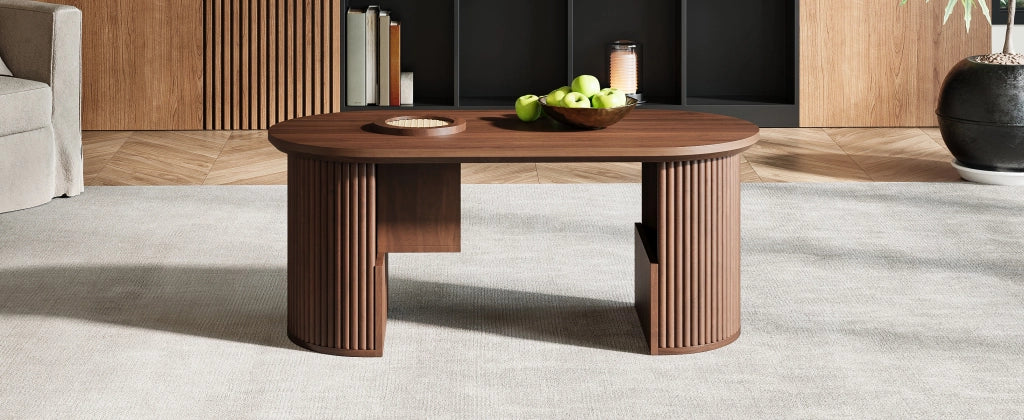 TAVOLINO DA SALOTTO OVALE 105x50x46,5 cm Noce MDF
