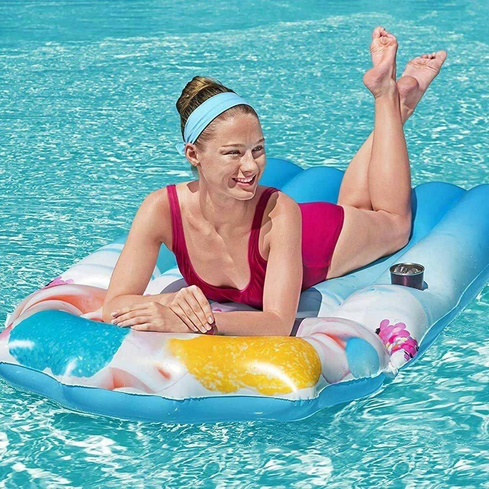 Trade Shop - Materassino Gonfiabile Stampa Realistica Frappe Mare Piscina 170x90cm Bestway -
