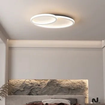 Plafoniera Da Soffitto LED Design 2 Cerchi 45W Con 3 colori di luce 3000k a 6500k Dimmerabile