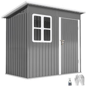 Casetta da Giardino in Acciaio con Porta con Blocco, Finestra e Prese d'Aria, 2.2 x 1.3 m, Grigio