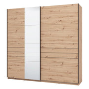 Armadio Camera da Letto Spartano, Guardaroba Grande Appendiabiti, 220x217.5h cm Marrone Rovere Nodi