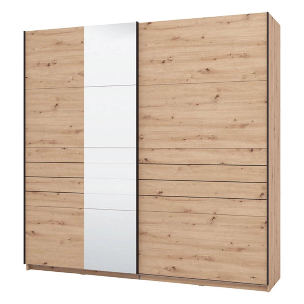 Armadio Camera da Letto Spartano, Guardaroba Grande Appendiabiti, 220x217.5h cm Marrone Rovere Nodi