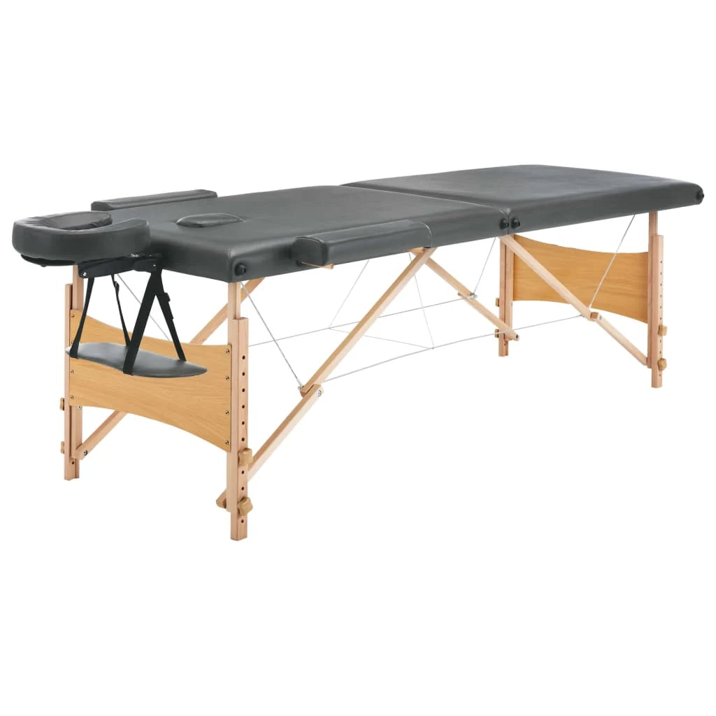 Lettino da massaggio a 2 zone struttura in legno 186 x 68 cm grigio antracite 02_0001800