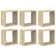 6 pz Mensole Parete | Mensola sospesa a Cubo Rovere Sonoma 26x15x26 cm
