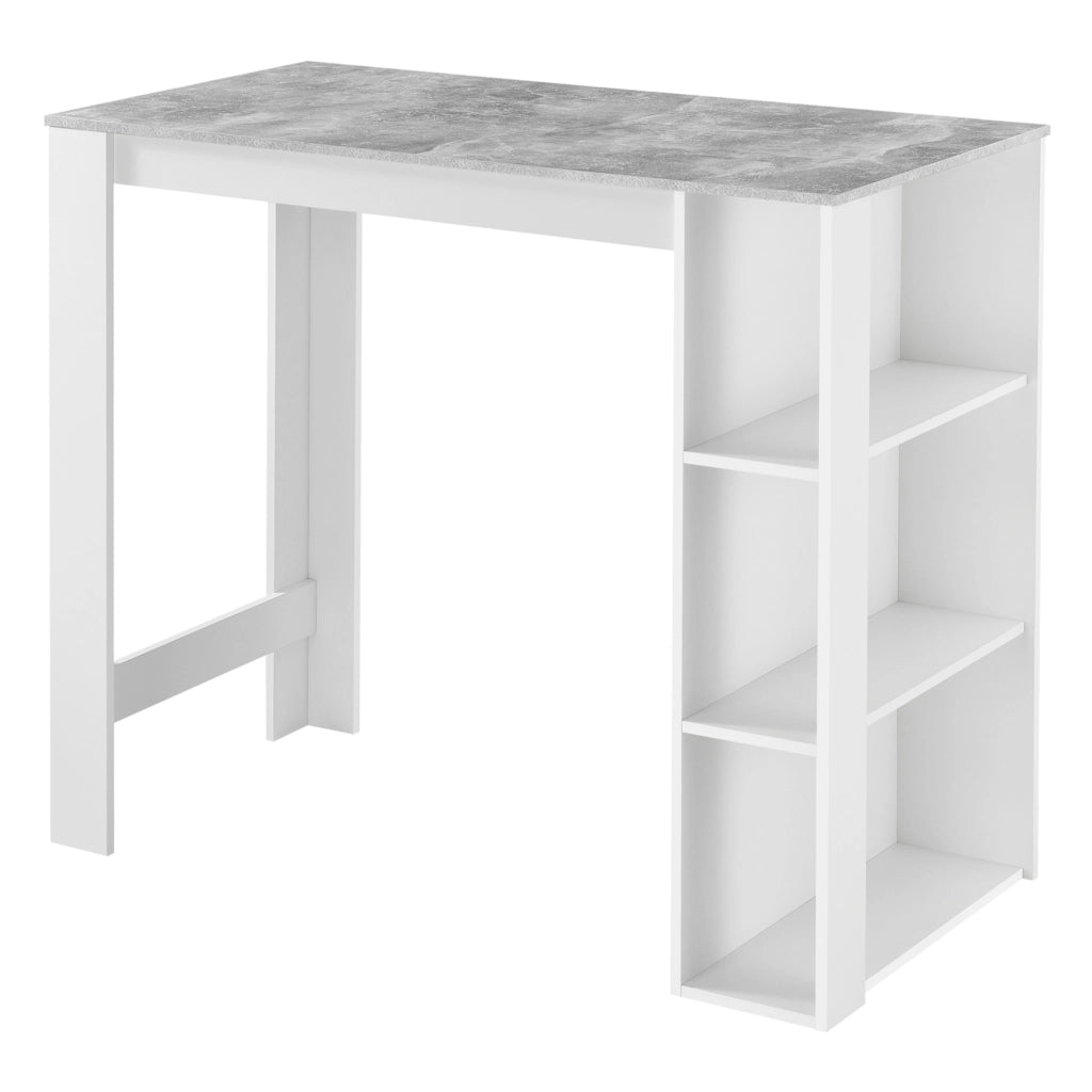 Tavolo Alto da Bar Danderyd Bancone a 3 Ripiani Laterali 120 x 60 x 106 cm - Bianco / Effetto Cemento [en.casa]
