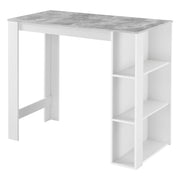 Tavolo Alto da Bar Danderyd Bancone a 3 Ripiani Laterali 120 x 60 x 106 cm - Bianco / Effetto Cemento [en.casa]