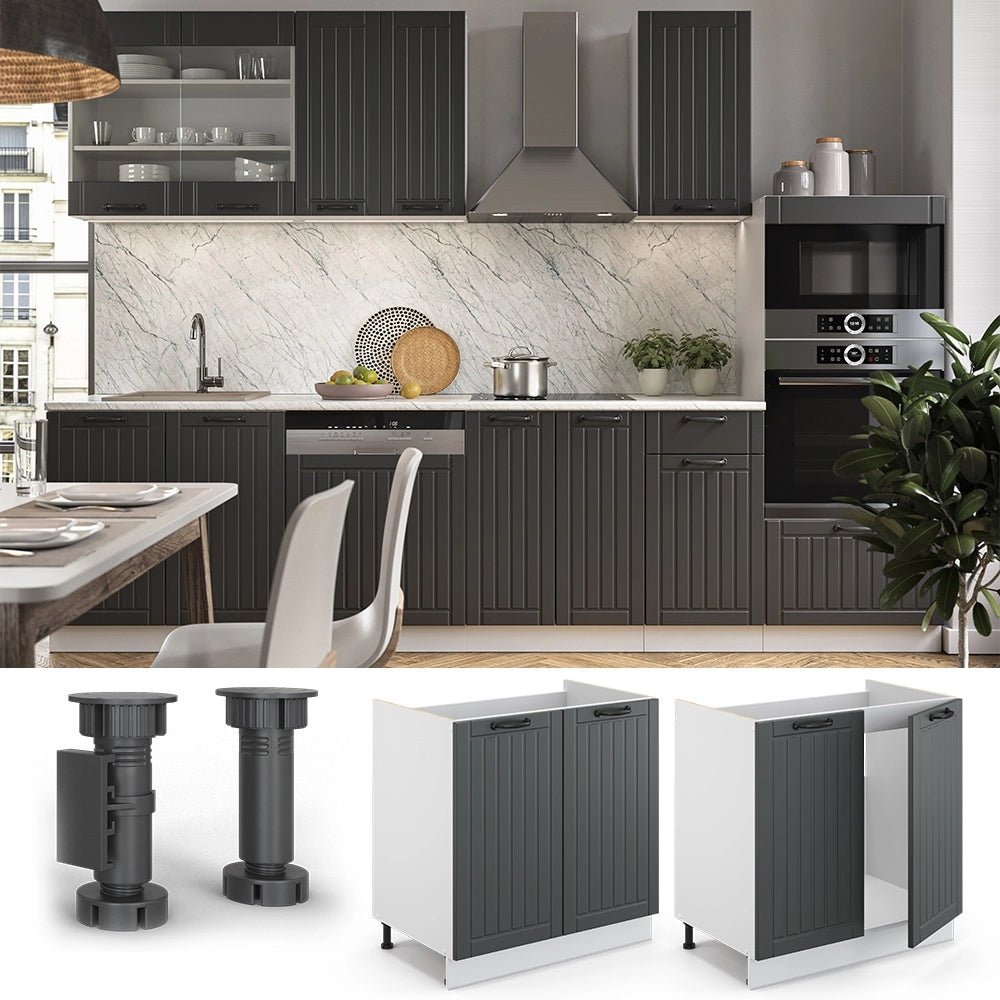 Mobile lavello cucina Fame-Line Antracite rustico/Bianco 80 cm senza piano di lavoro Vicco
