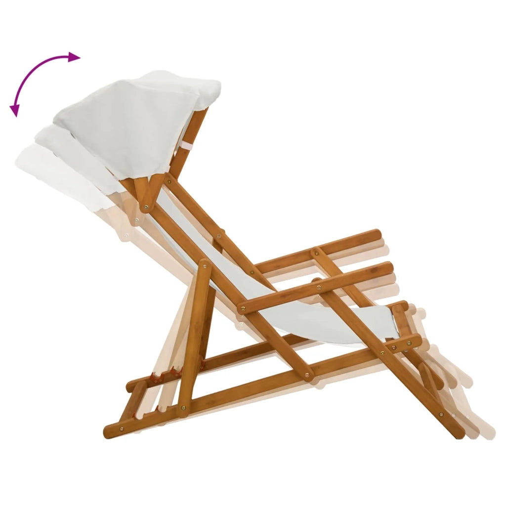 Lettino 2 pcs 3 Posizione Legno di Eucalipto Massello Crema 3407811