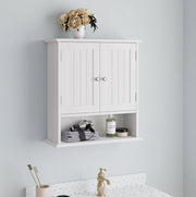 Armadietto da bagno sospeso bianco in MDF con ripiani regolabili