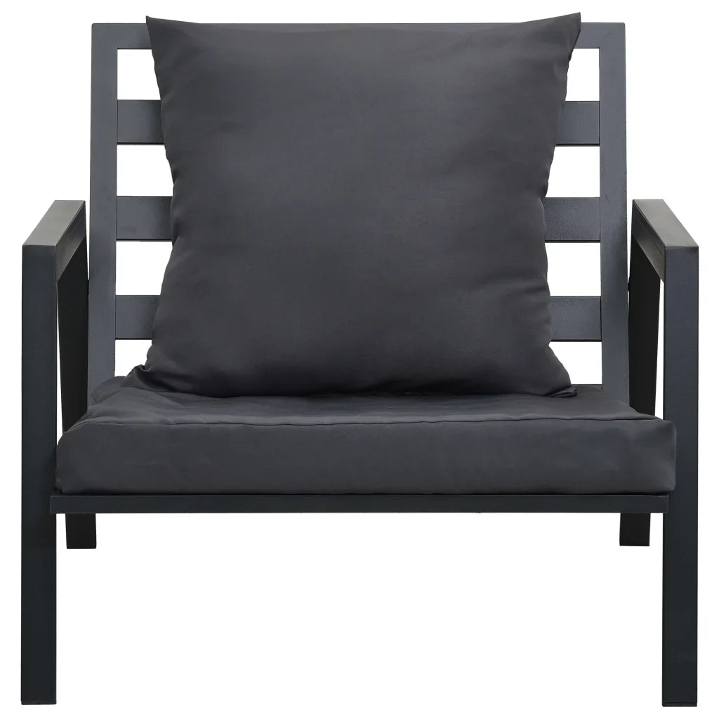 Set Divani da Giardino 4 pz con Cuscini Alluminio Grigio Scuro 47818