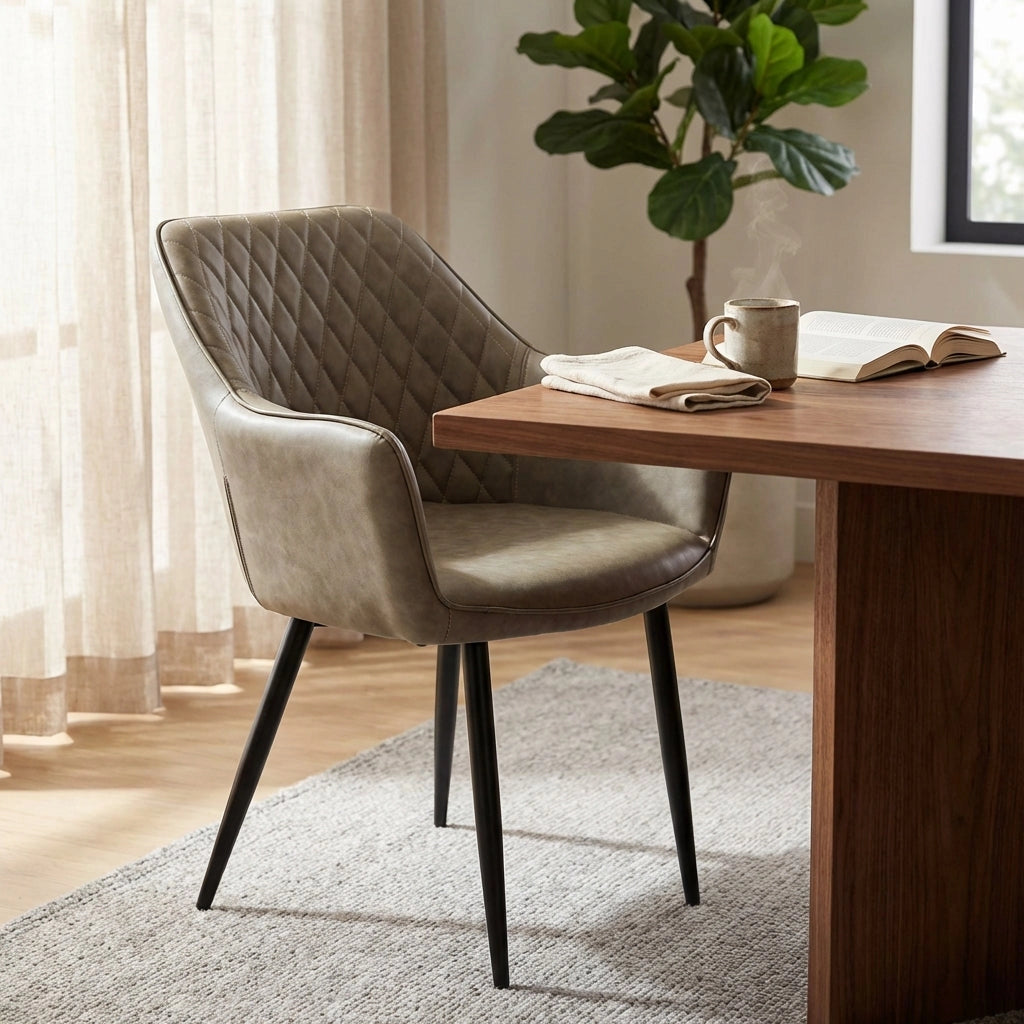 Poltrona per Sala da Pranzo in Ecopelle Metallo cm 48x62x83 - ROBIN
