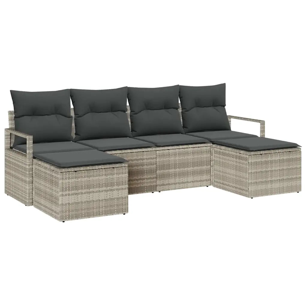 Set di divani 6 pcs Grigio chiaro polyrattan