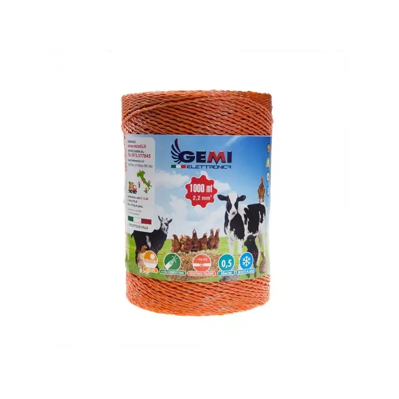Filo 1000 MT 2.2 Mm² Per Recinto Elettrico Recinzioni Elettrificate Per Animali Mucche Cavalli Maiali Galline