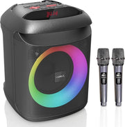 2 microfoni wireless portatili speaker Bluetooth per adulti e bambini box PA mobili con luce RGB - supporta TF-USB TWS AUX in