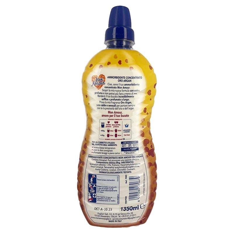 MON AMOUR AMMORBIDENTE CONCENTRATO NUOVA FORMULA CON EXTRA FORMULA FRAGRANZA ORO ARGAN 54 LAVAGGI MAXI FORMATO 1350 ML