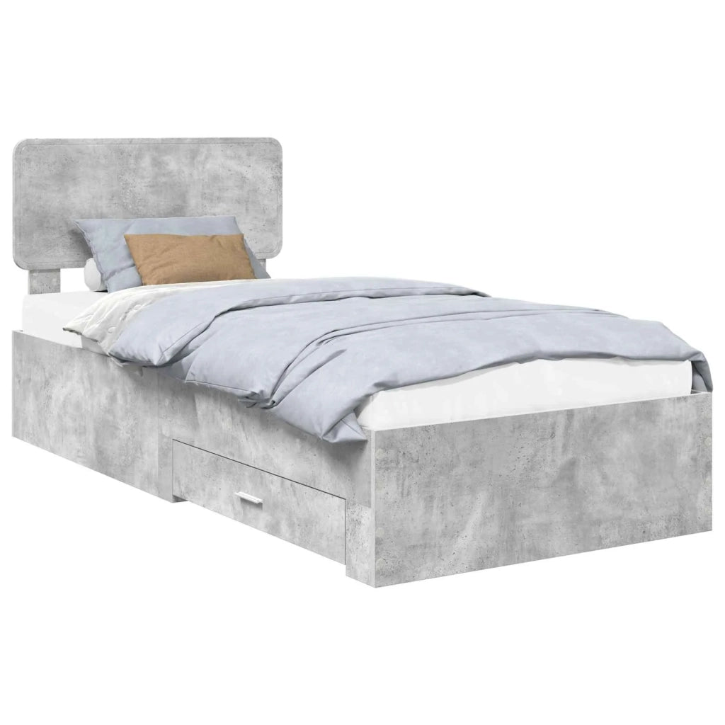 Struttura del letto con testiera-Giroletto con Testiera Grigio cemento 100 x 200 cm 656064