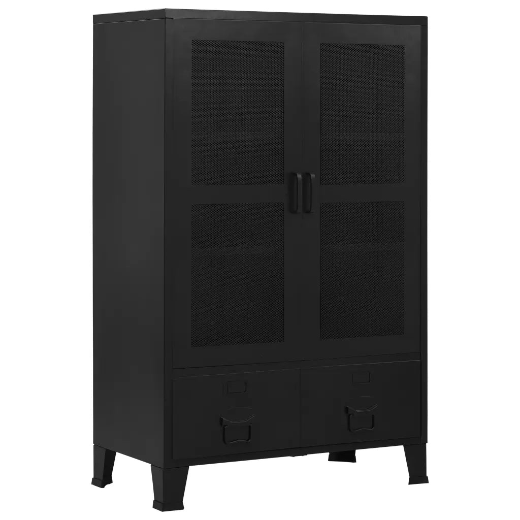 Armadio Ufficio Reticolato Industriale Nero 75x40x120cm Acciaio cod mxl 76719