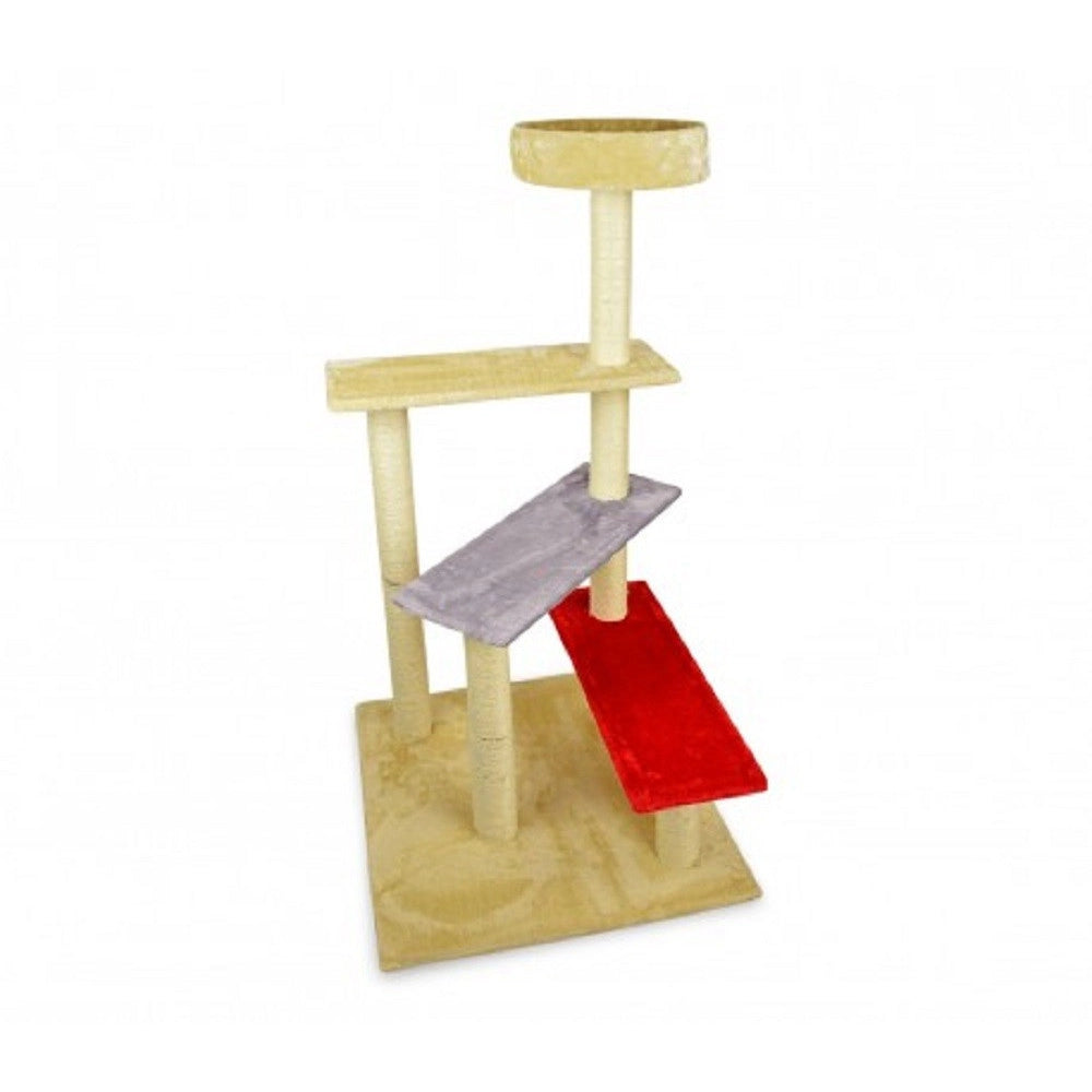 Trade Shop - Palestra Tiragraffi Per Gatti Gatto A Scala Con Colonne In Sisal 144 Cm -