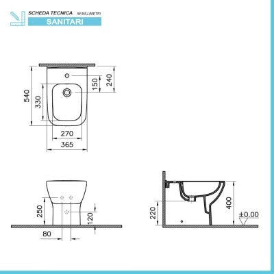 Sanitari filomuro senza brida Rimless scarico universale e copriwc  Square