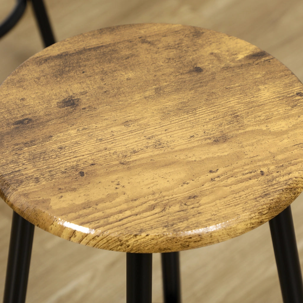 Set tavolo bar con 4 sgabelli in MDF marrone e metallo nero 110x50x89,5 cm stile industriale