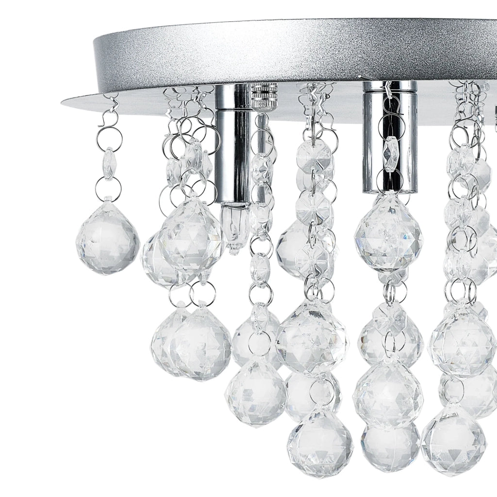 Plafoniera sospensione metallo e cristallo artistico cromo argento 3 x G9 diametro 28 cm 03_0002811