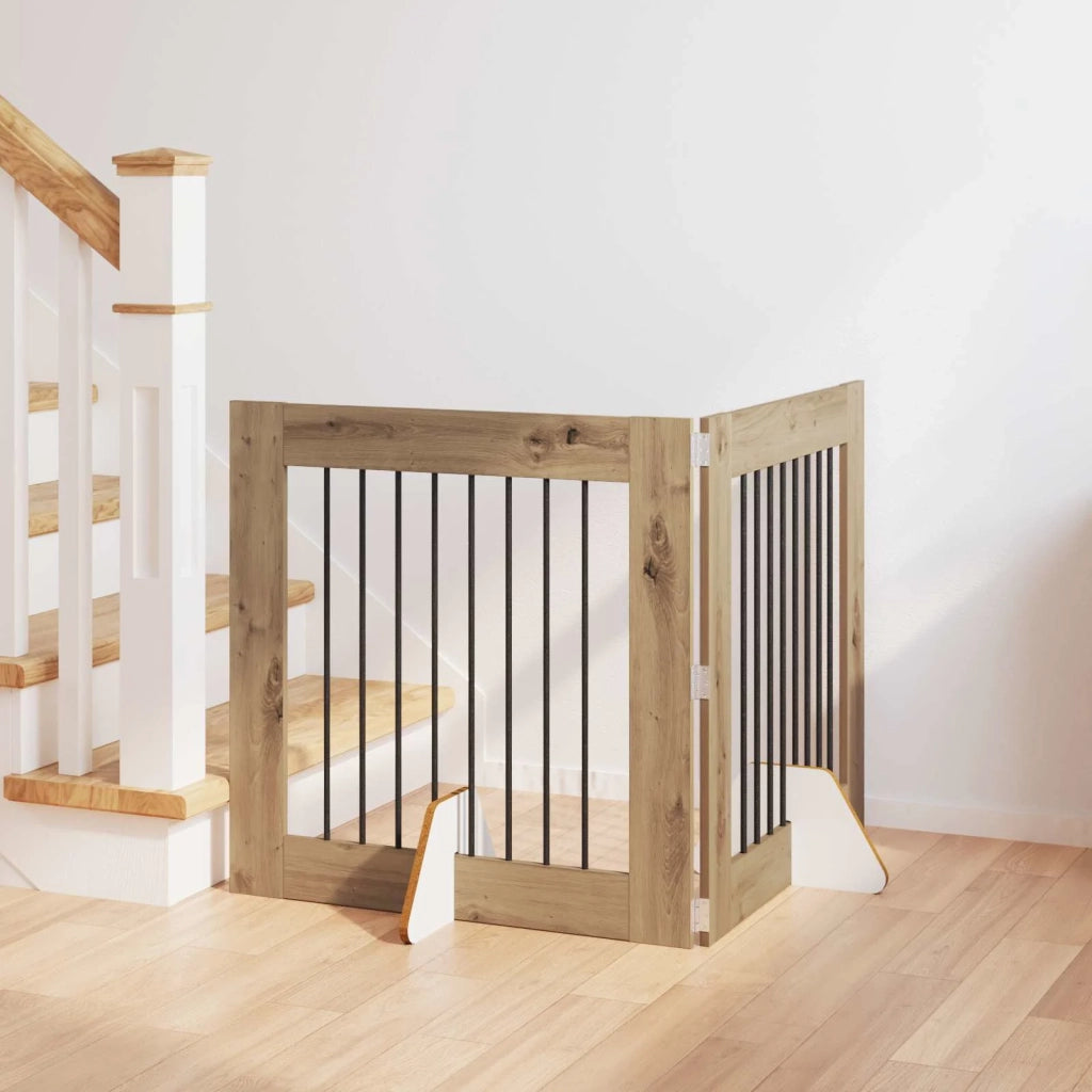 Cancello per cani con supporti 2 pcs Rovere Artigianale 892078