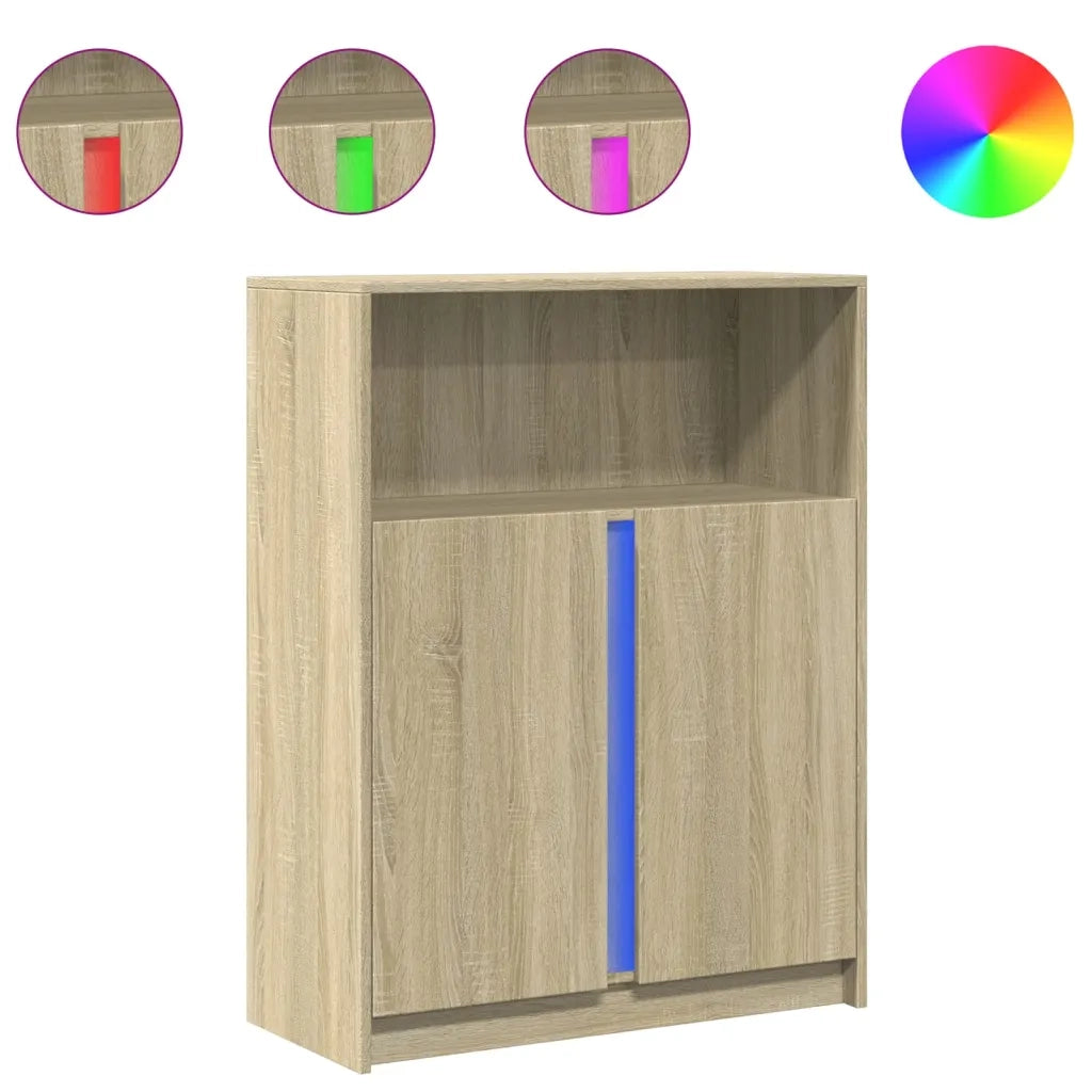 Credenza con LED Rovere Sonoma 77x34x100cm in Legno Multistrato 852147